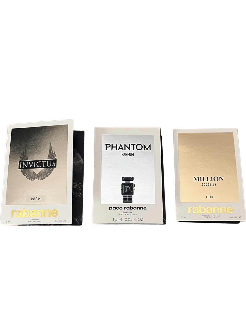 Rabanne Men’s Fragrance Sample Trio Phantom Invictus Million Gold